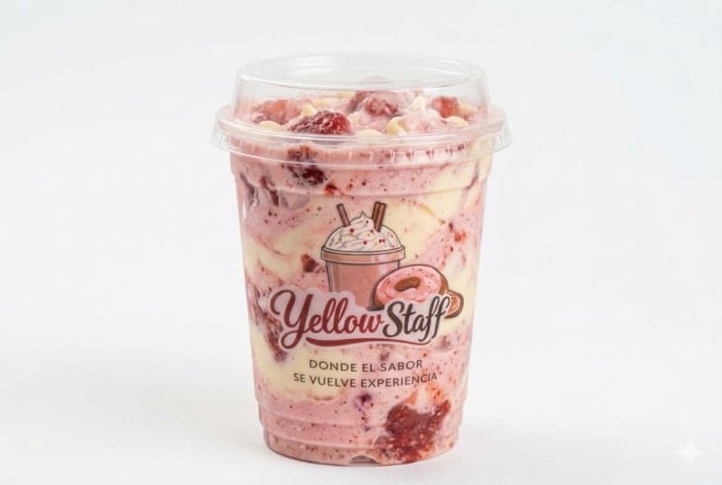 Helado sabor fresas con crema